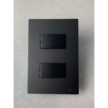 Conjunto Interruptor Duplo Paralelo 4x2 - RECTA PRETO BLACK SATIN FOSCO